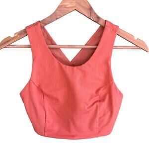 North Face Cross Back Sports Bra S Coral Peach Pink Crop Top